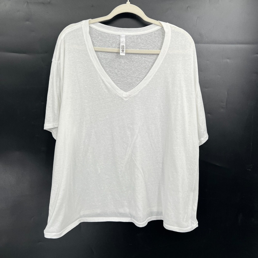Skims v-neck top lightweight cotton blend t-shirt casual classic comfy 3X